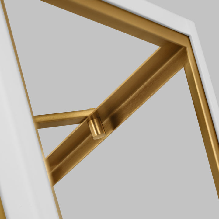 Curt traditional dimmable indoor small 3-light lantern chandelier in a matte white finish with gold