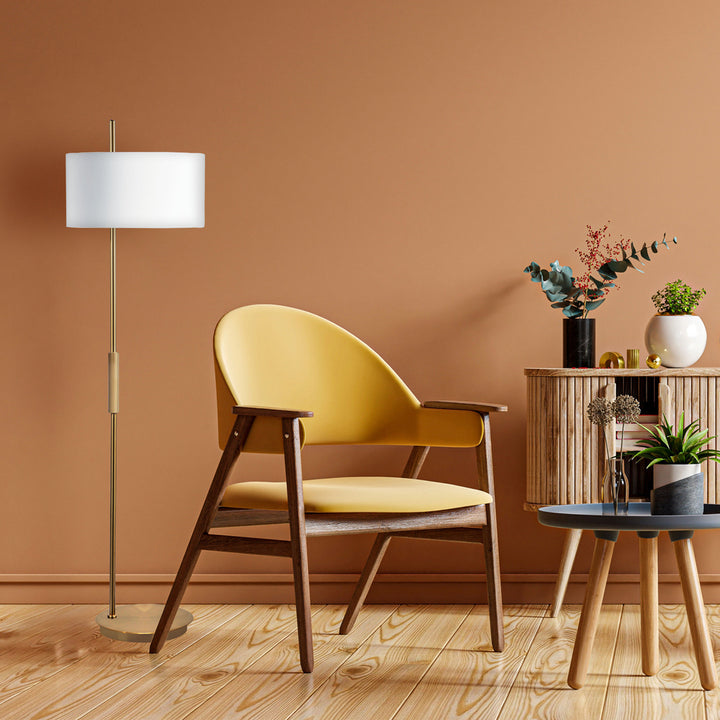 1LT Incandescent FloorLamp, AGB w/ WH Shade