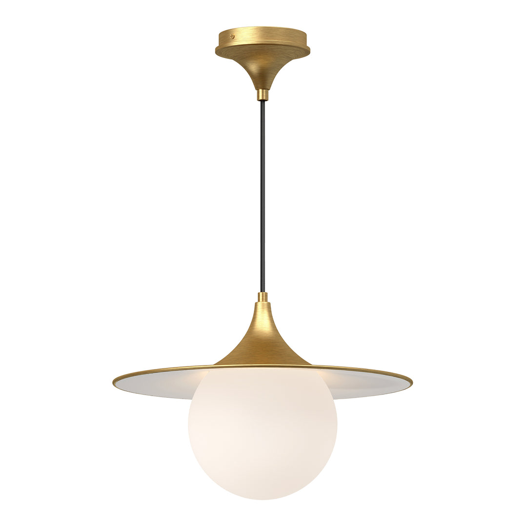 Fuji 16-in Brushed Gold/Opal Matte Glass 1 Light Pendant