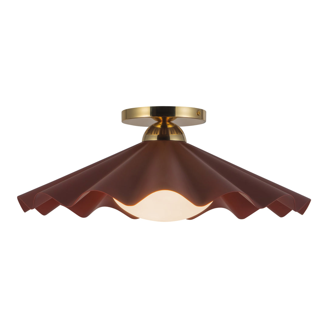 Furrow 16-in Red Semi-Flush Mount