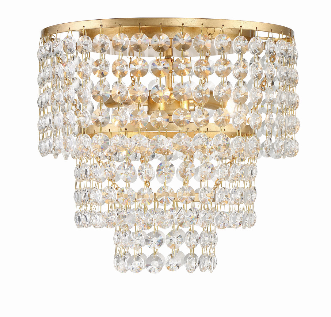 Gabrielle 3 Light Antique Gold Flush Mount