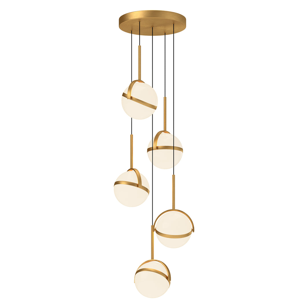 Globo 17-in Brushed Gold LED Multi Pendant