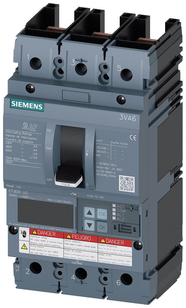 3VA6,FS150A,3P,100A,18kA@600V,ETU830,LIG