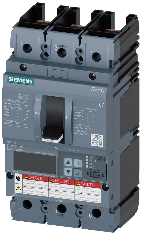 3VA6,FS150A,3P,40A,18kA@600V,ETU860,LSIG