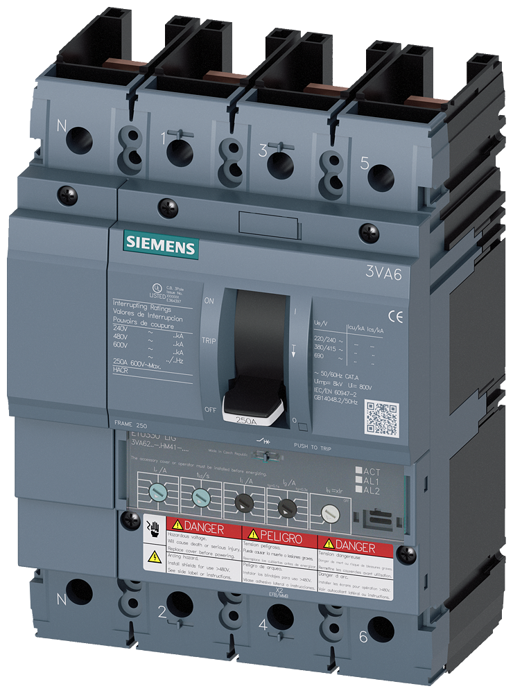 3VA6,FS250A,4P,250A,22kA@600V,ETU330,LIG
