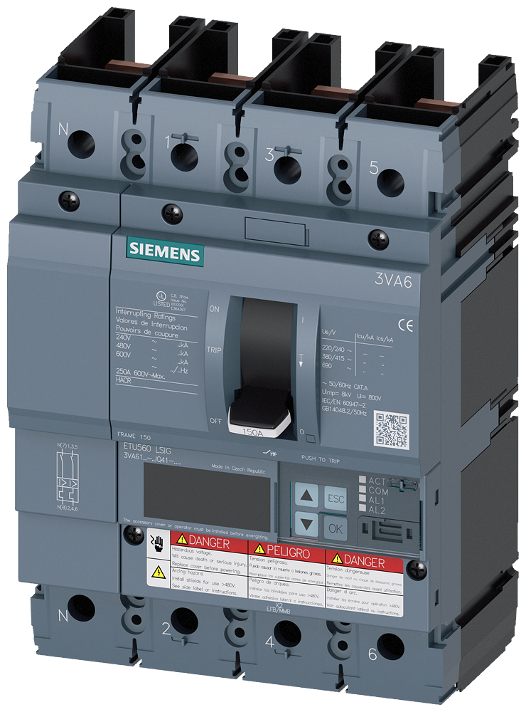 3VA6,FS150,4P,100A,35kA@600V,ETU560,LSIG