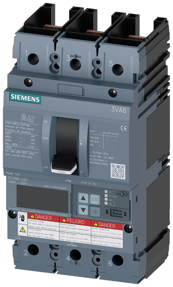 3VA61,3P,40A,50kA@600V,ETU560,LSIG,100