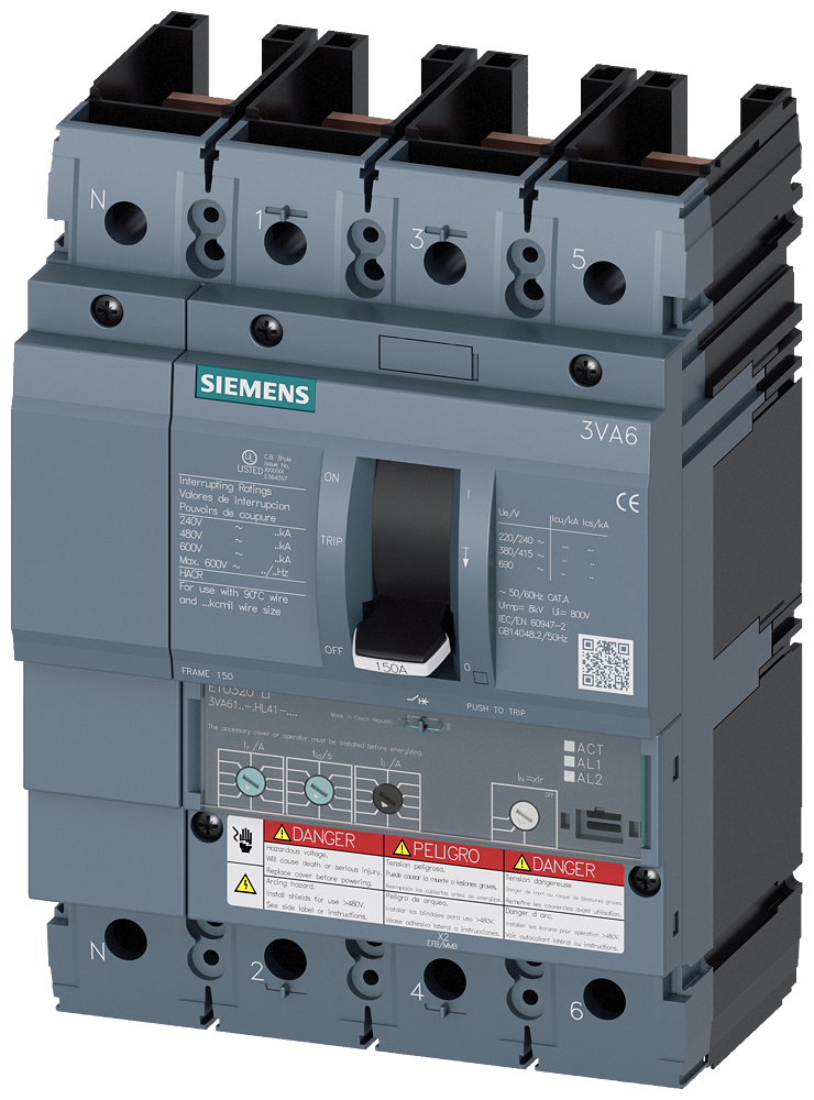 3VA61,4P,150A,18kA@600V,ETU320,LI,100