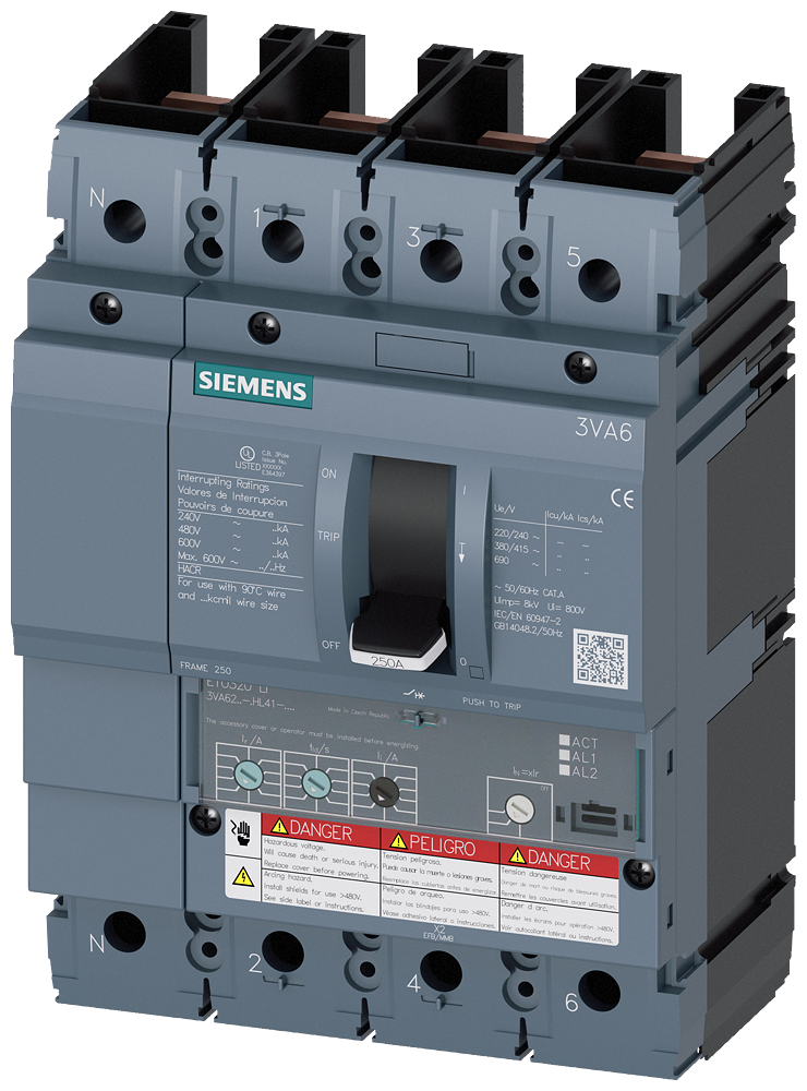 3VA62,4P,250A,18kA@600V,ETU320,LI,100