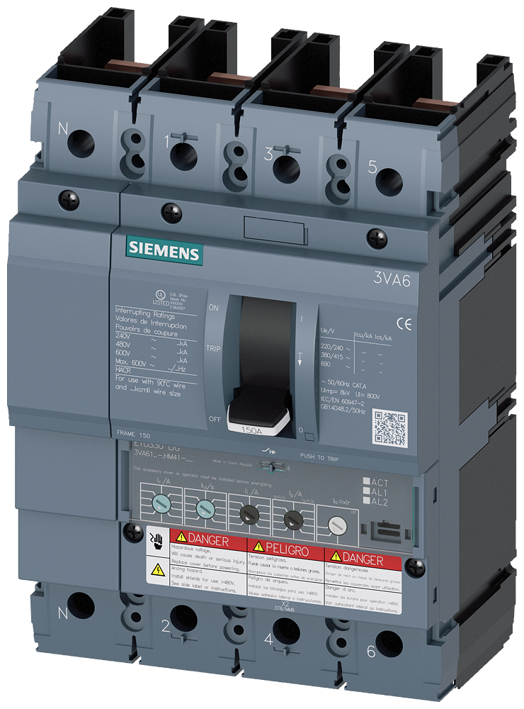 3VA61,4P,100A,22kA@600V,ETU330,LIG,100