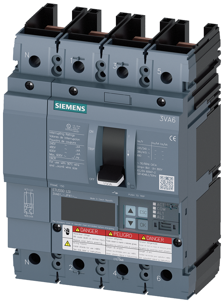 3VA61,4P,40A,35kA@600V,ETU550,LSI,100