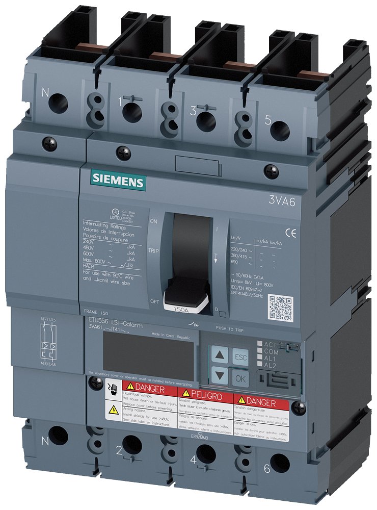 3VA61,4P,40A,22kA@600V,ETU556,LSI,100