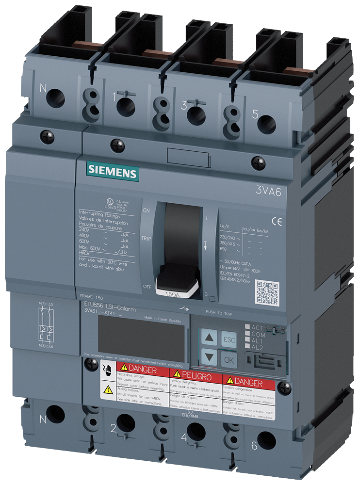 3VA61,4P,100A,35kA@600V,ETU856,LSI,100