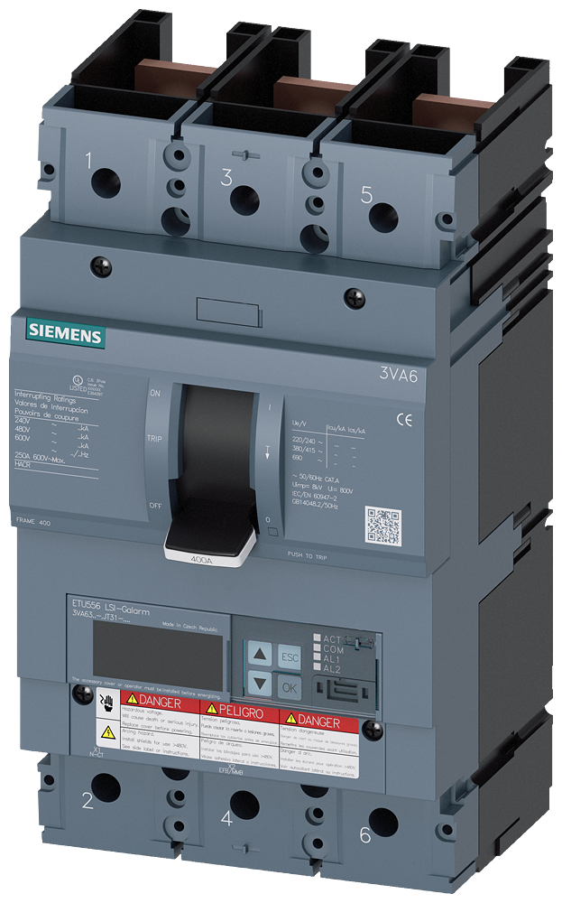 3VA6,FS400A,3P,250A,50kA@600V,ETU556,LSI