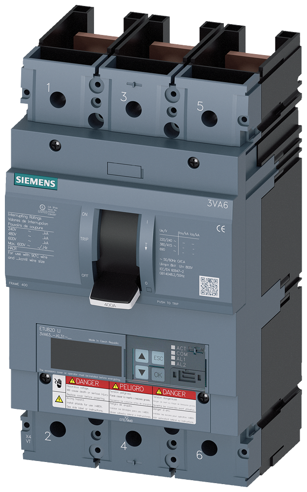 3VA63,3P,250A,18kA@600V,ETU820,LI,100