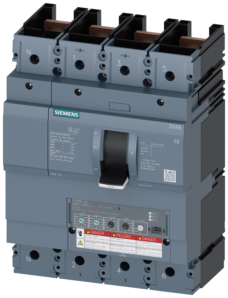 3VA63,4P,250A,50kA@600V,ETU350,LSI,100