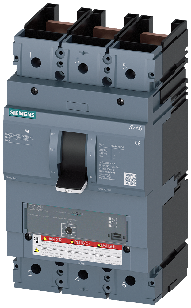 3VA6 Breaker,FS 600A,3P,500A,ETU310M,I