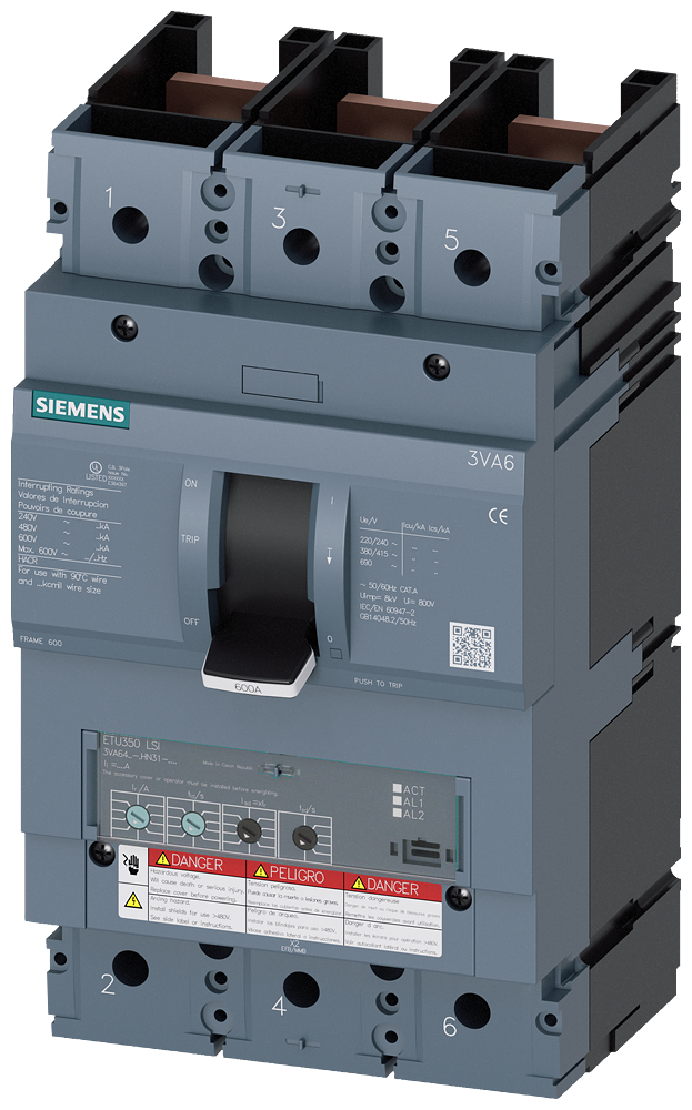 3VA64,3P,400A,50kA@600V,ETU350,LSI,100%