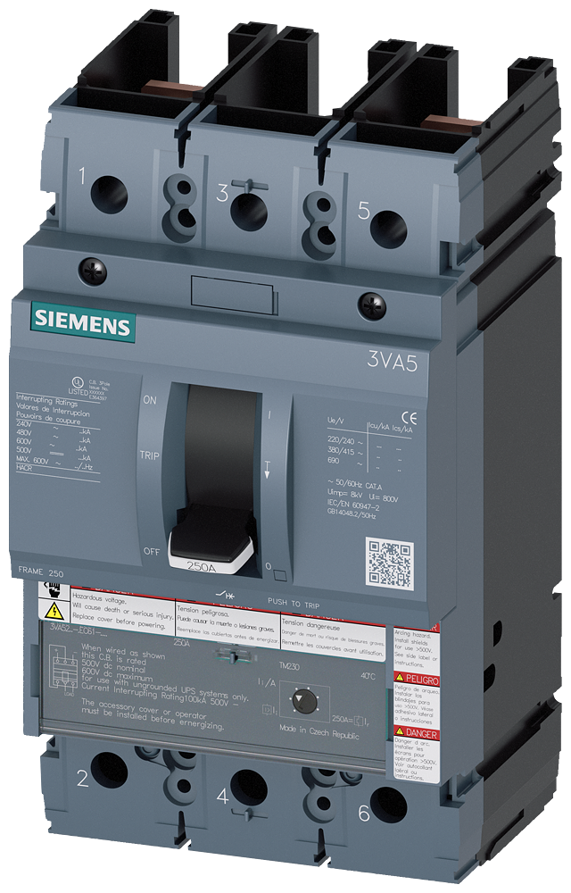 3VA5,FS250A,2P,225A,35kA@600V,TM230,FTAM