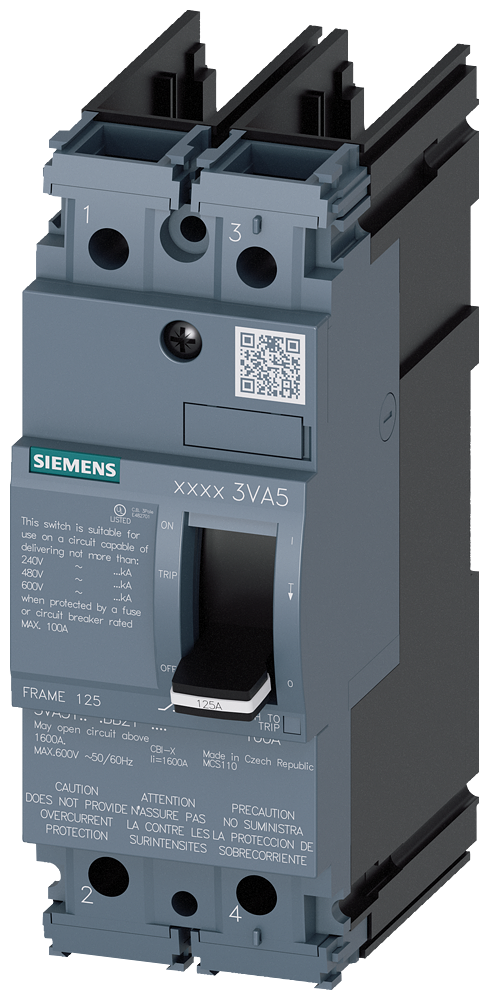 3VA5,FS125A,2P,100A,MCS110,V HI Breaking