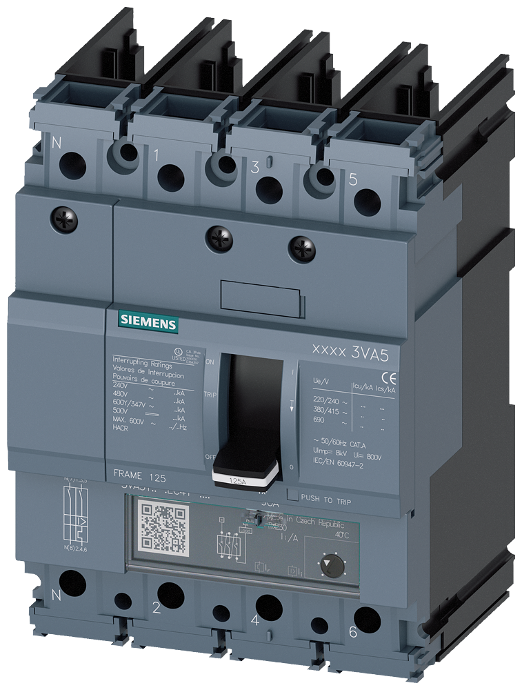 3VA5,FS125A,4P,35A,25kA@600V,TM230,FTAM