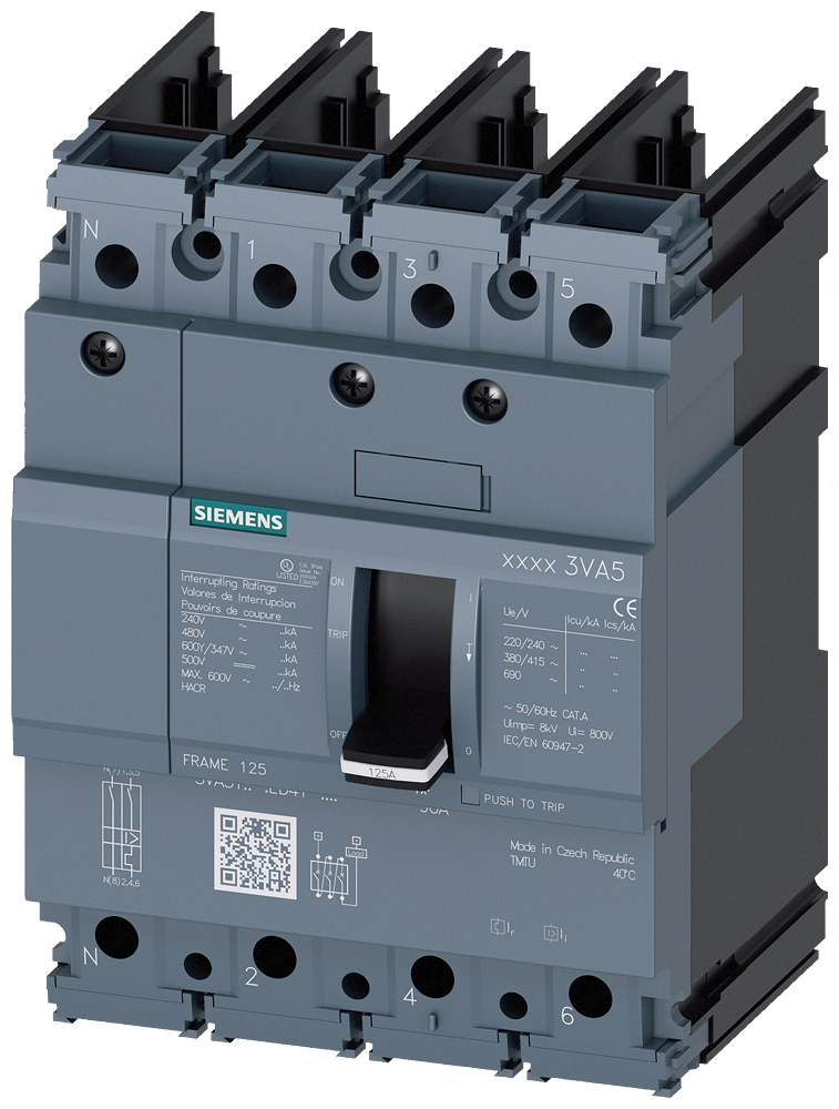 3VA5,FS125A,4P,90A,25kA@600V,TM210,FTFM