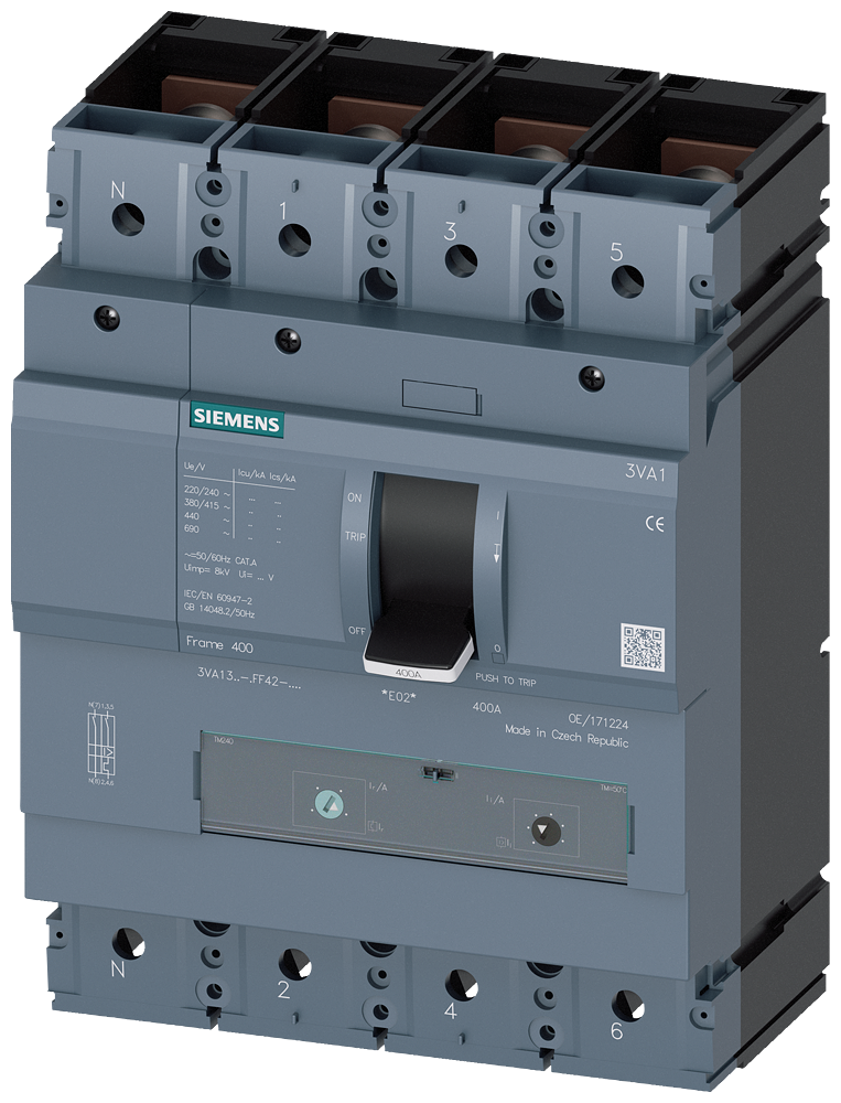 3VA13,4P,400A,55kA@415V,TM,ATAM,100 N,NK