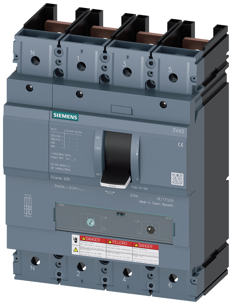 3VA5,FS600A,4P,500A,35kA@600V,TM240,ATAM