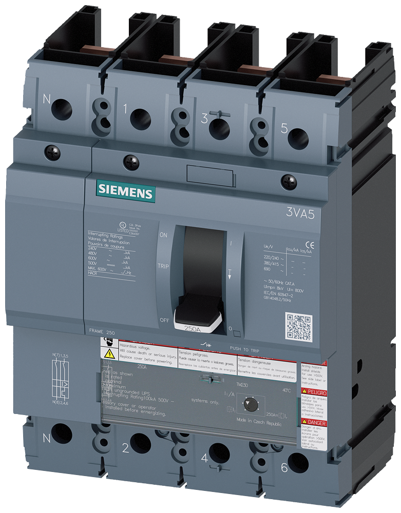 3VA5,FS250A,4P,80A,18kA@600V,TM240,ATAM