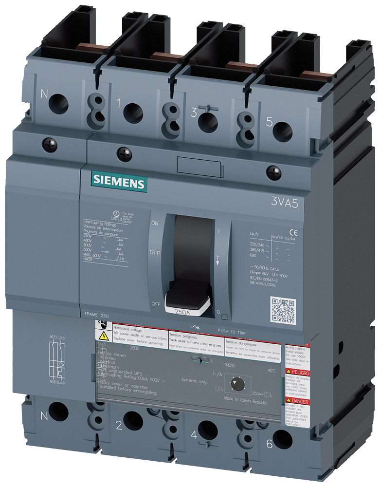 3VA5,FS250A,4P,80A,35kA@600V,TM230,FTAM