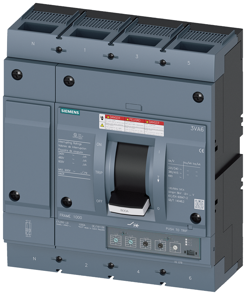 3VA65,4P,800A,22kA@600V,ETU350,LSI,100%