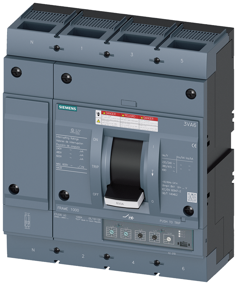 3VA6,FS800A,4P,800A,18kA@600V,ETU330,LIG