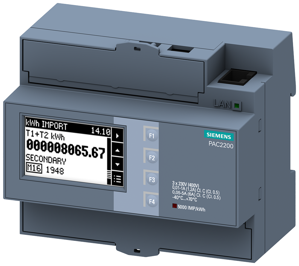 PAC2200, LCD,DIN RAIL, 5A Modbus TCP,MID