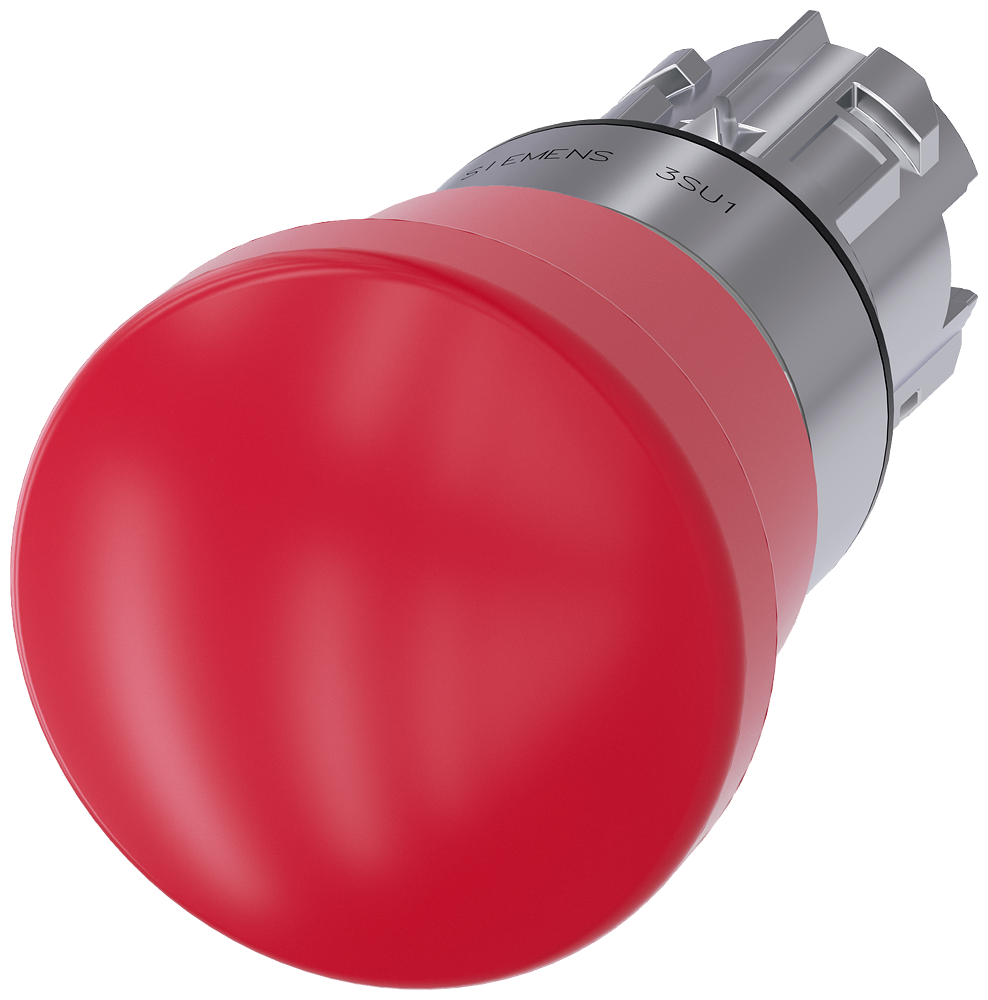 Emergency stop mushroom pushbutton, 22 mm, round, metal, high gloss, red, 40 mm
