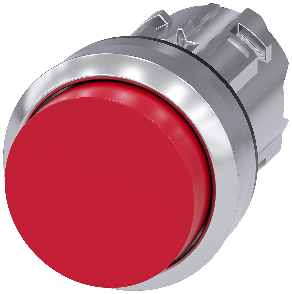 Pushbutton, 22 mm, round, metal, high gloss, red, button