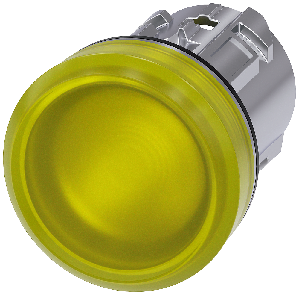 Indicator light, 22 mm, round, metal, high gloss, yellow, lens, smooth