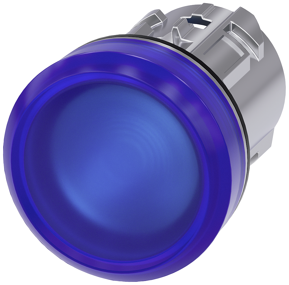 Indicator light, 22 mm, round, metal, high gloss, blue, lens, smooth