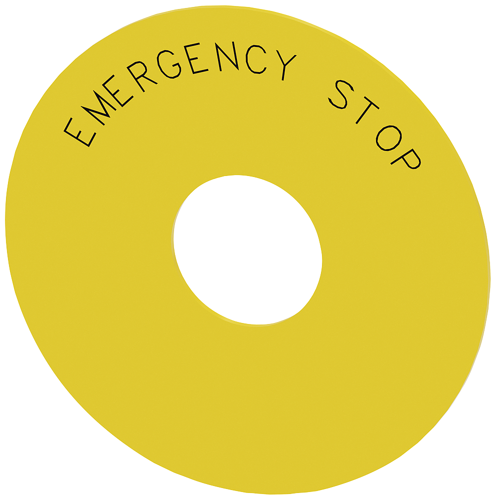 Backing plate round, for emergency stop mushroom pushbutton, yellow: Emergenc...