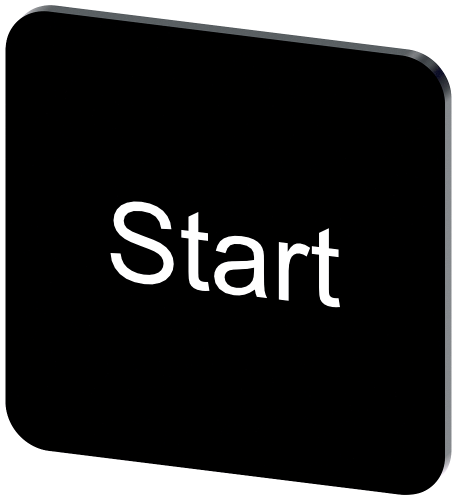 Labeling plate 22 x 22 mm, label black, labeling: Start