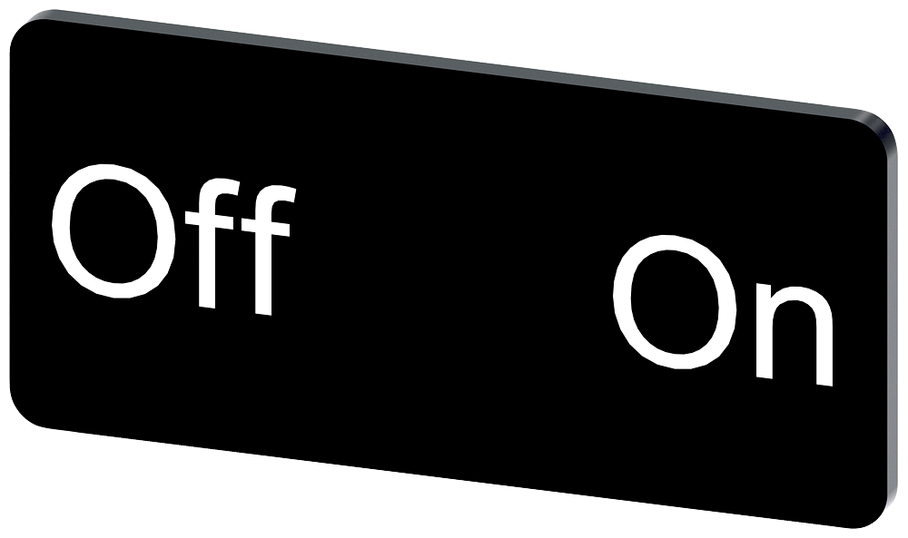Labeling plate 12.5 x 27 mm, label black, labeling: Off-On