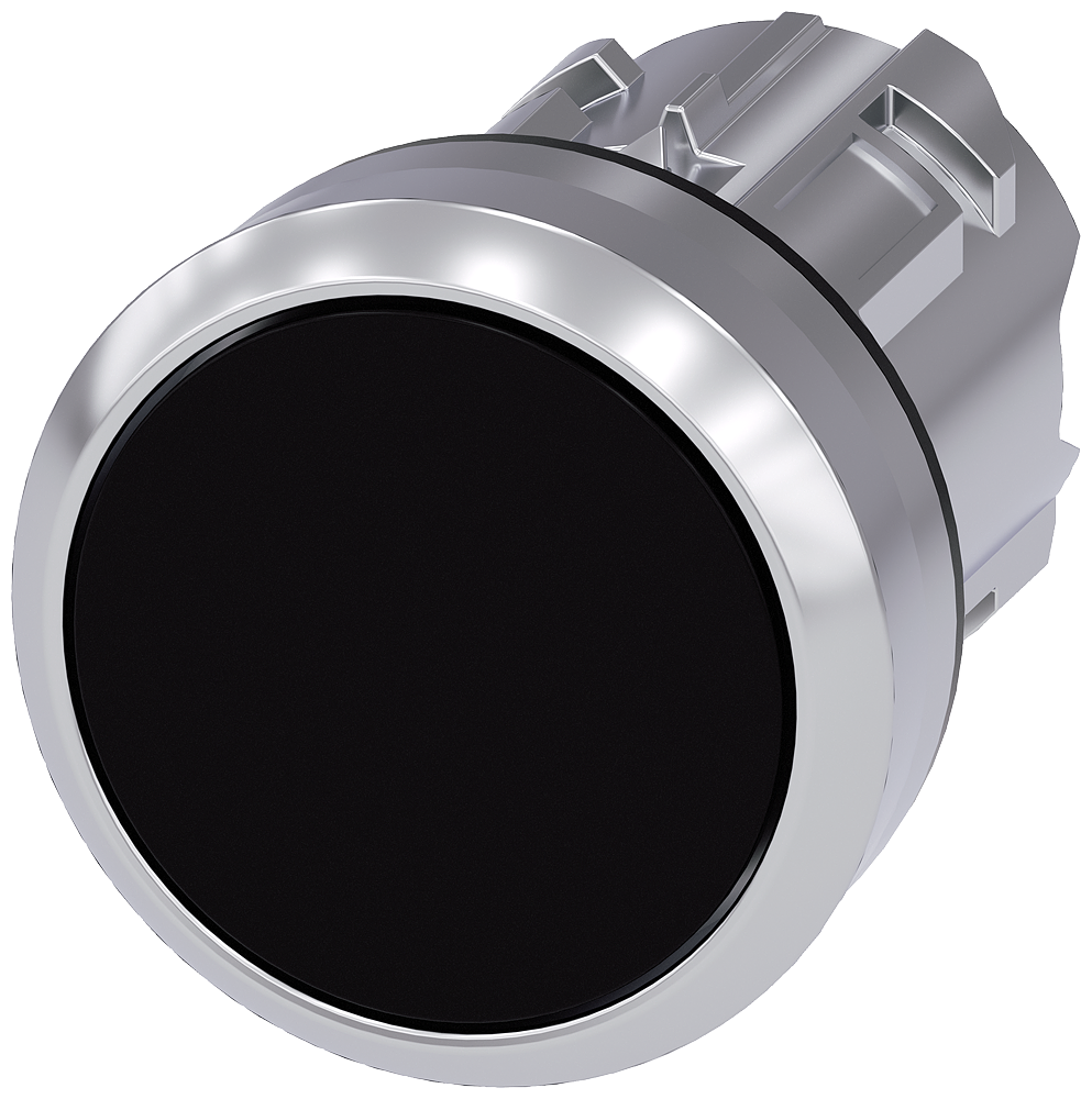 Pushbutton, 22 mm, round, metal, high gloss, black, button