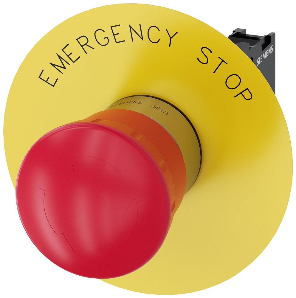 Emergency stop mushroom pushbutton, 22 mm, round, metal, high gloss, red, 1 NC