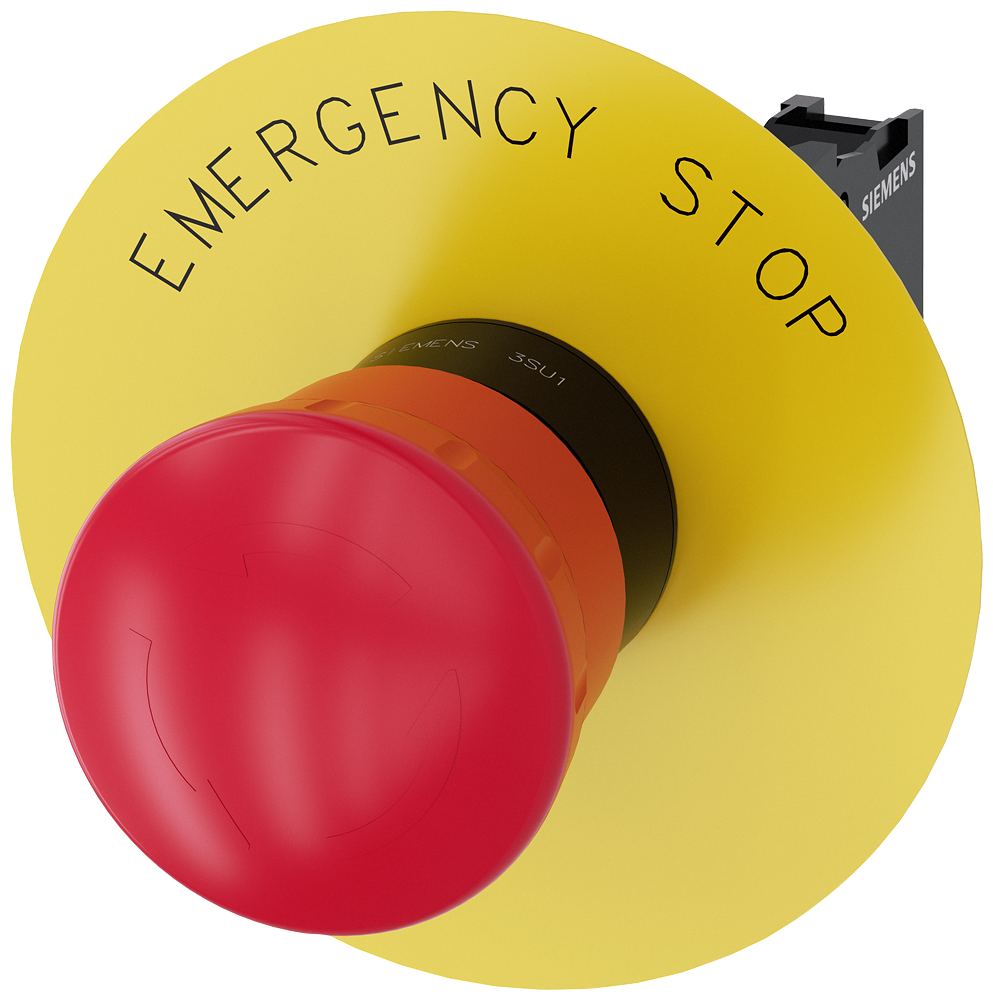 Emergency stop mushroom pushbutton, 22 mm, round, plastic, red, 1 NC