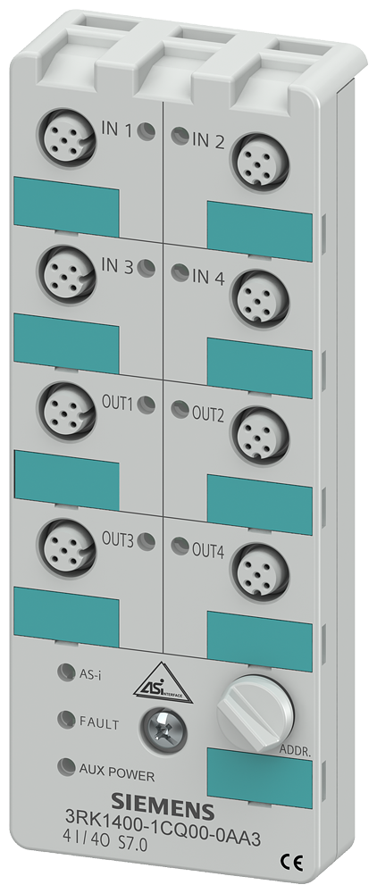 AS-i compact module IP67 digital, 4 I/4 Q, 4x1 input, max. 200 mA