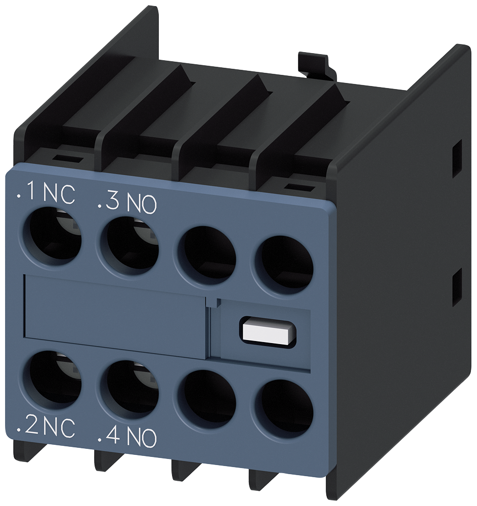 Auxiliary switch 1 NO+1 NC current paths: 1 NC, 1 NO for contactor relays/mot...
