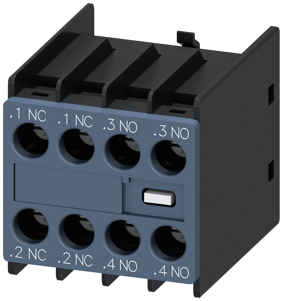 Auxiliary switch 2 NO+2 NC current paths: 1 NC, 1 NO for contactor relays/mot...