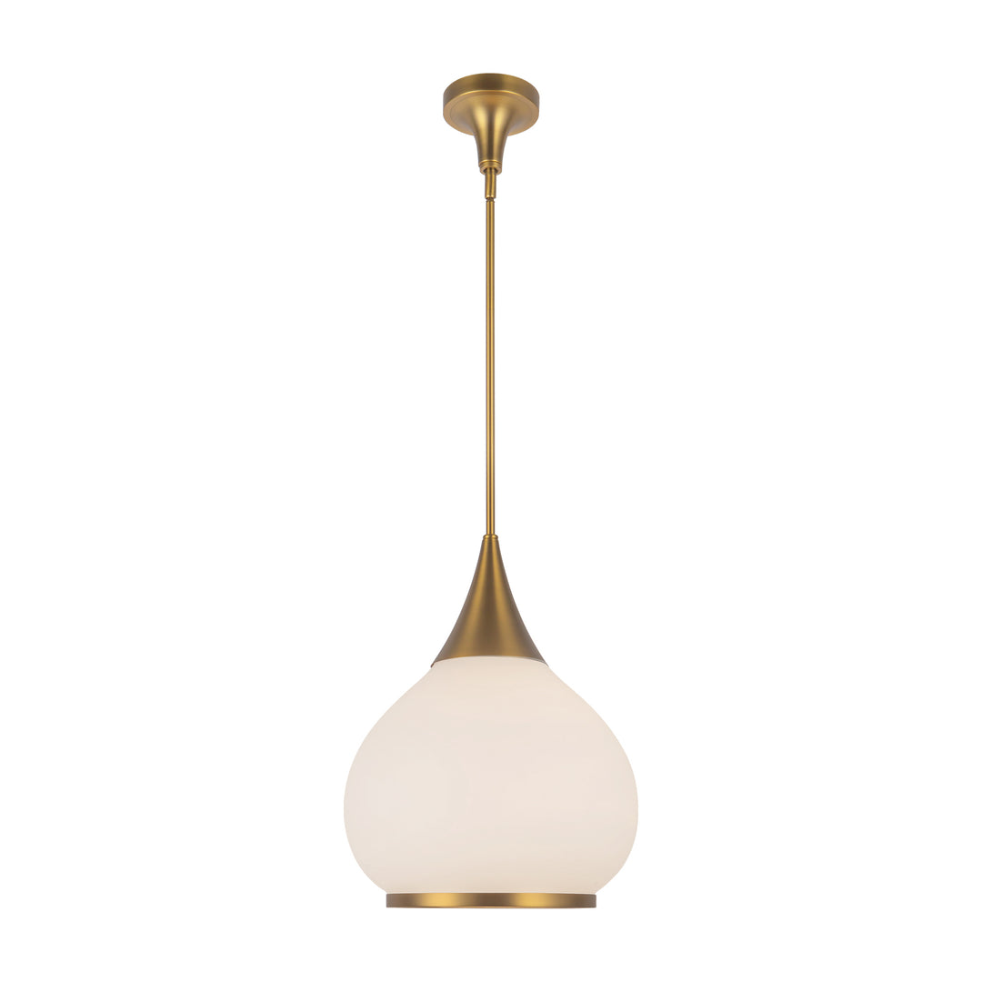 Hazel 14-in Aged Gold/Opal Matte Glass 1 Light Pendant
