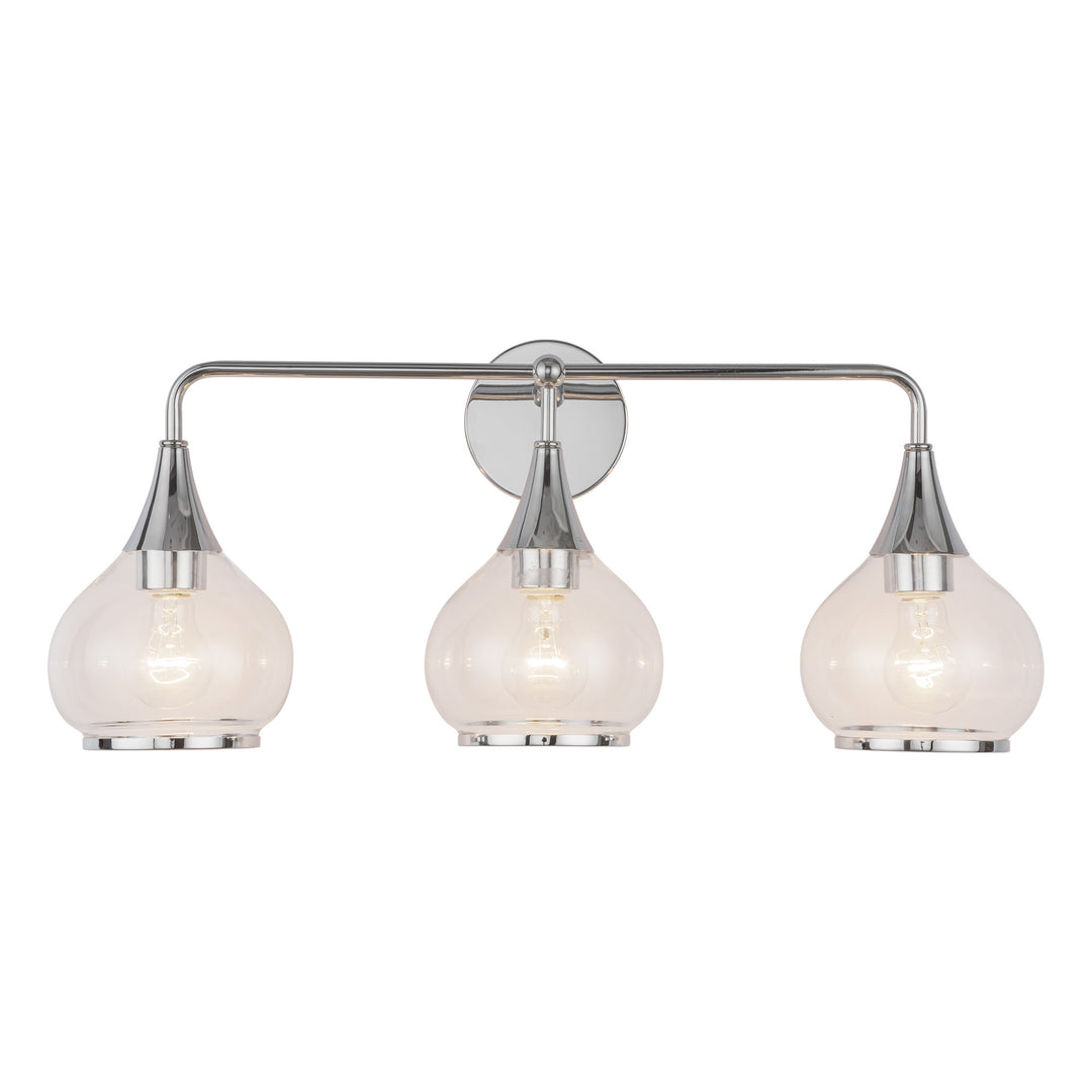 Hazel 26-in Chrome/Clear Glass 3 Lights Vanity