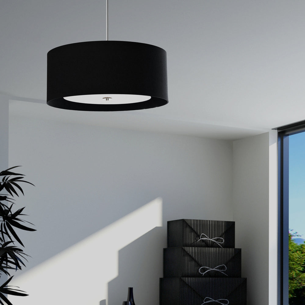 4LT Helena Pendant PC, Black w/White Diffuser