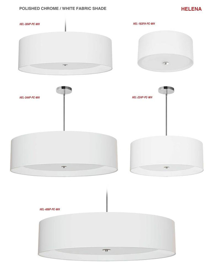 4LT Helena Pendant PC, White w/White Diffuser